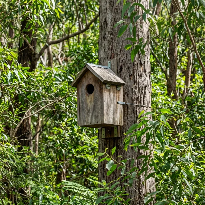 Animal nesting box installed as a humane alternative to a Bylands roof cavity