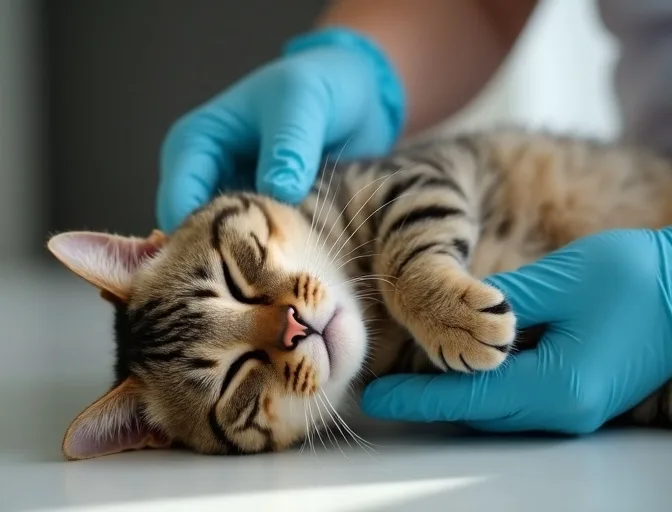 Specialist carefully handling a deceased cat with dignity in Bylands